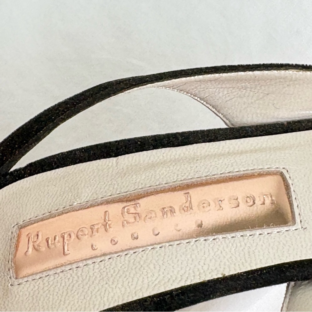 RUPERT SANDERSON Green Gold Velvet Pointed Toe Kitten Heel Slingback ITALY 5.5 - Picture 6 of 17